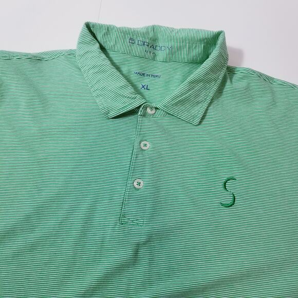 B.Draddy Green Striped Sport Collared Polo Shirts - Picture 2 of 12